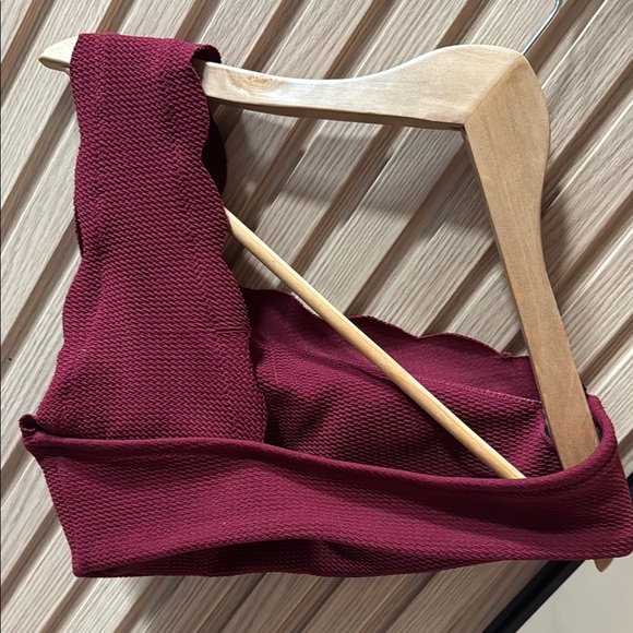 Women's Burgundy Sports Bra - Picture 2 of 9